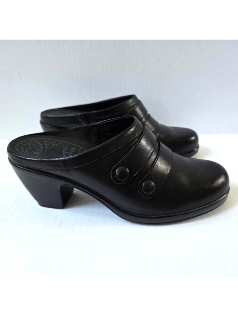 Dansko Shoes Womens 41 / 10.5 11 Blake Black Leather Double Strap Heeled Mule
